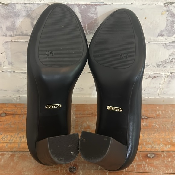 Vionic Mariana Women’s Size 7 Black Block Heel Pumps Leather Classic Comfort - Picture 7 of 12